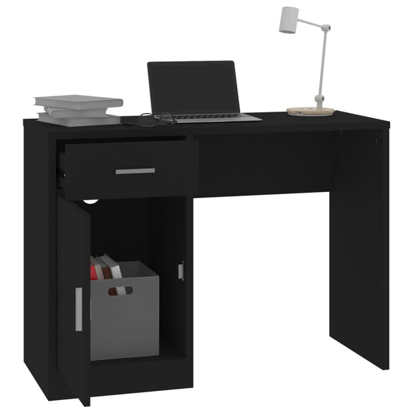 Skrivebord skuff og skap svart 100x40x73 cm konstruert tre