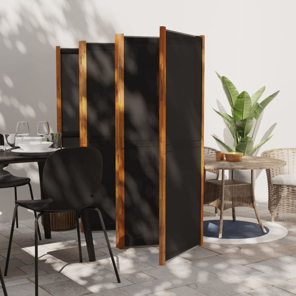 Romdeler med 6 paneler svart 420x180 cm