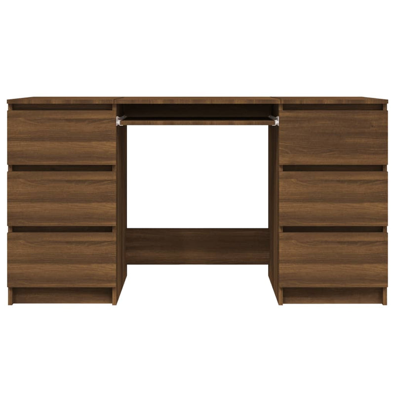Skrivebord brun eik 140x50x77 cm konstruert tre