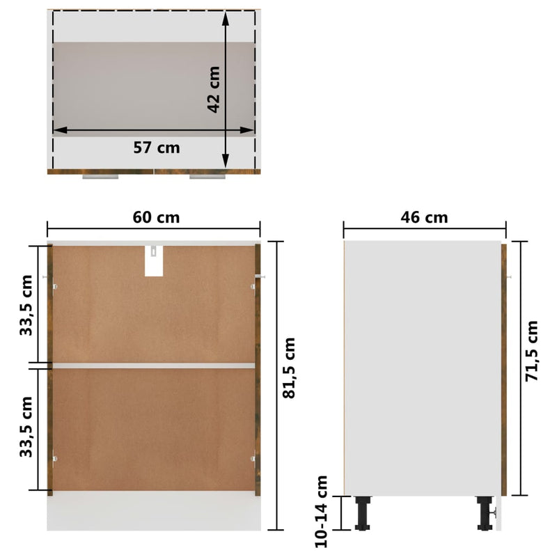 vidaXL Underskap røkt eik 60x46x81,5 cm konstruert tre