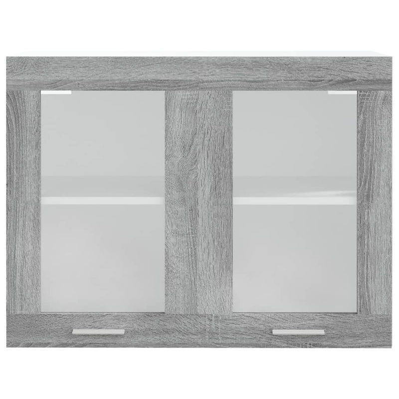 Vegghengt glasskap grå sonoma 80x31x60 cm konstruert tre