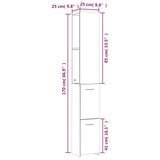 Baderomsskap grå sonoma eik 25x25x170 cm konstruert tre