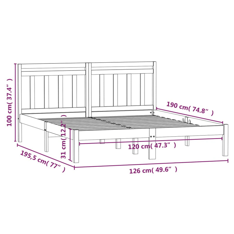 Sengeramme hvit heltre 120x190 cm 4FT Small Double