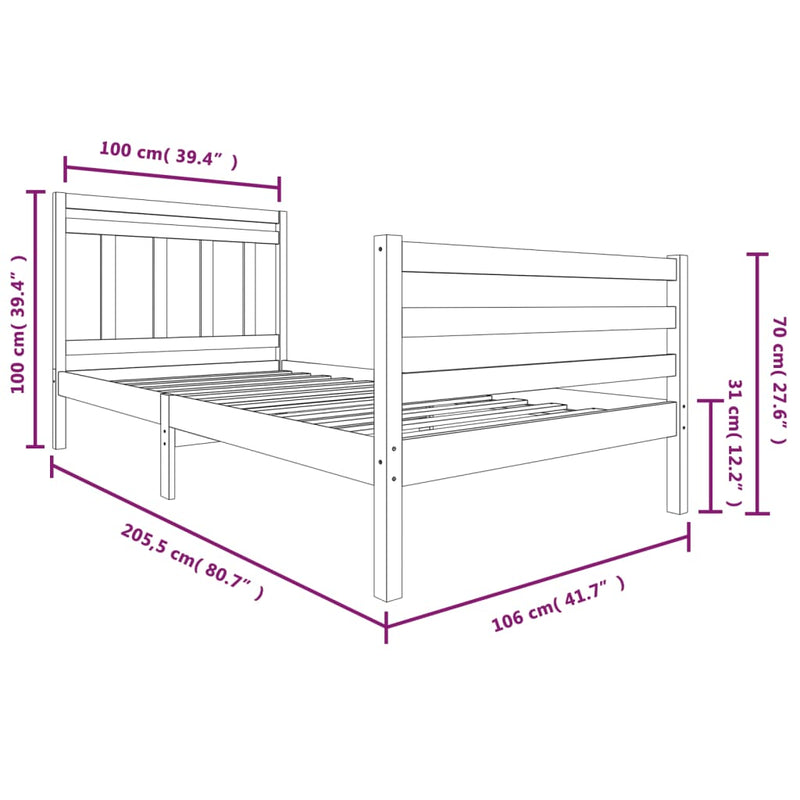 Sengeramme heltre 100x200 cm