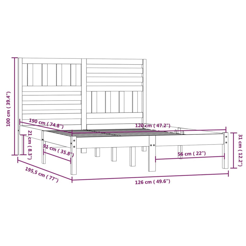 Sengeramme heltre furu 120x190 cm 4FT Small Double