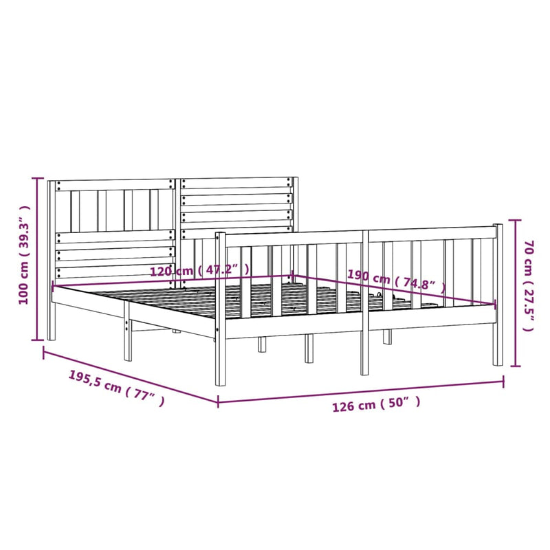 Sengeramme honningbrun heltre 120x190 cm 4FT Small Double