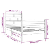 Sengeramme svart heltre furu 90x200 cm