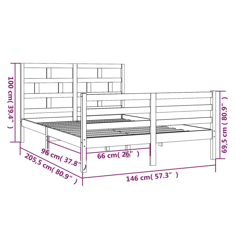 Sengeramme hvit heltre furu 140x200 cm