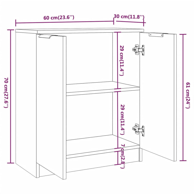 Skjenk svart 60x30x70 cm konstruert tre