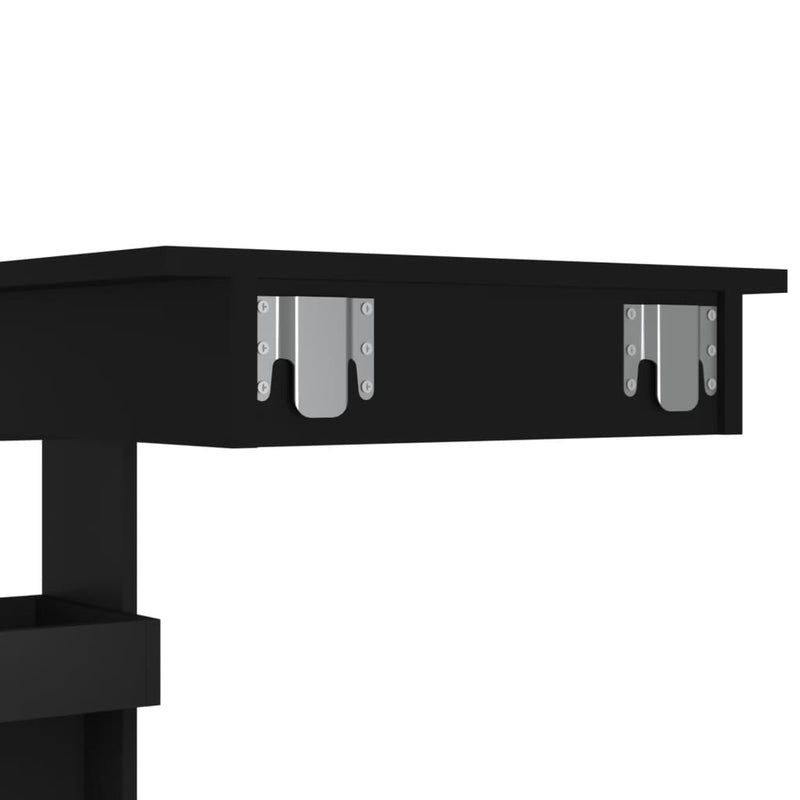 Veggmontert barbord svart 102x45x103,5 cm konstruert tre