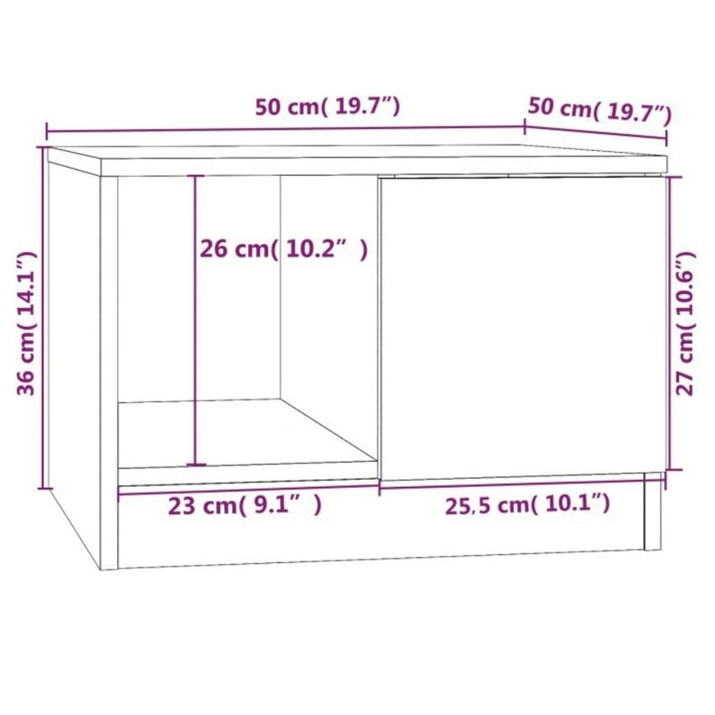 Salongbord røkt eik 50x50x36 cm konstruert tre