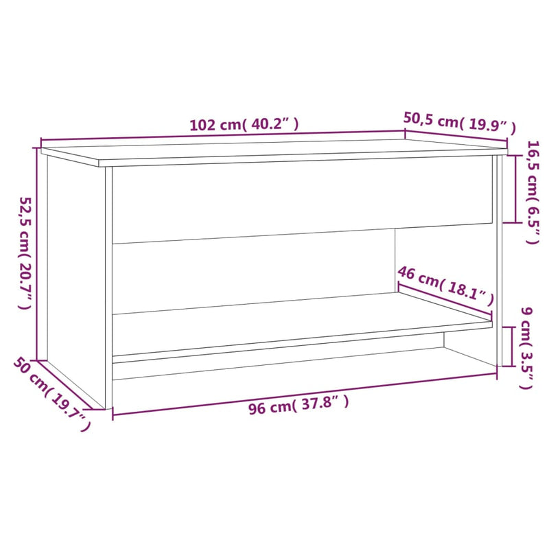 Salongbord betonggrå 102x50x52,5 cm konstruert tre