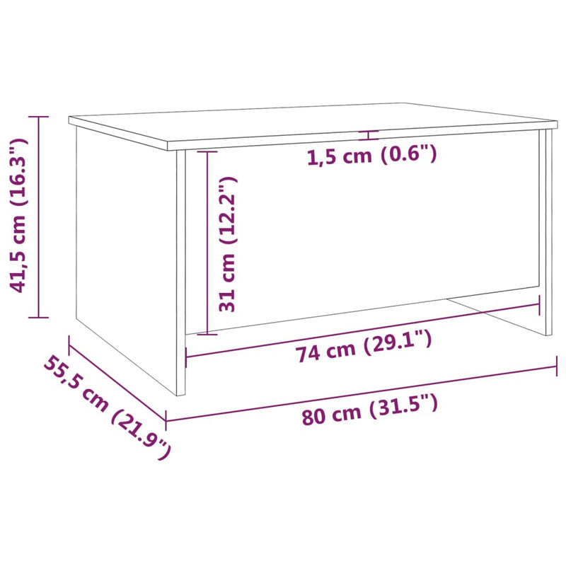 Salongbord svart 80x55,5x41,5 cm konstruert tre