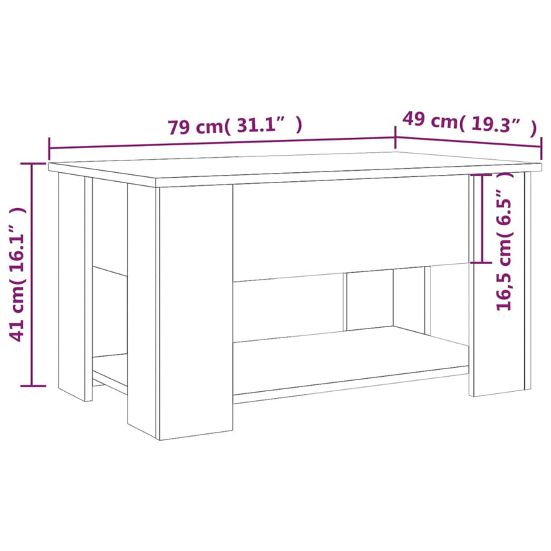 Salongbord betonggrå 79x49x41 cm konstruert tre