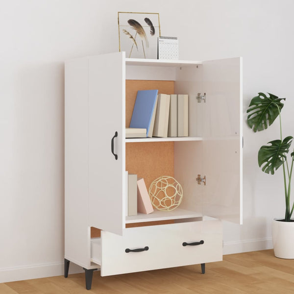 vidaXL Highboard høyglans hvit 70x31x115 cm konstruert tre