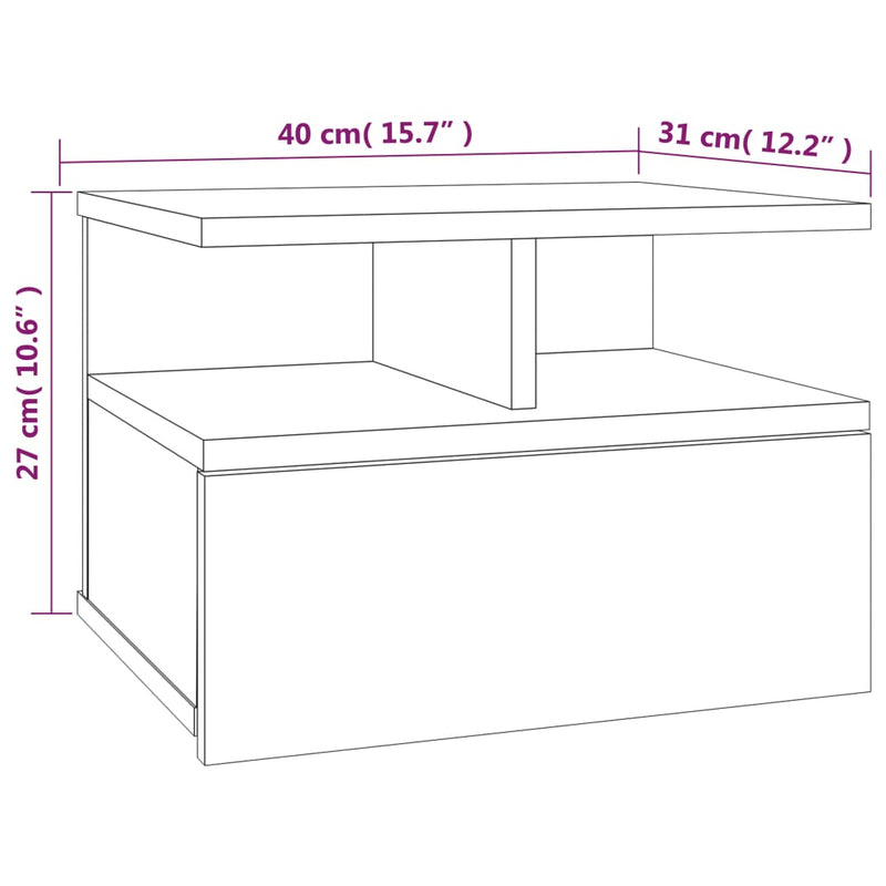 Flytende nattbord grå sonoma 40x31x27 cm konstruert tre
