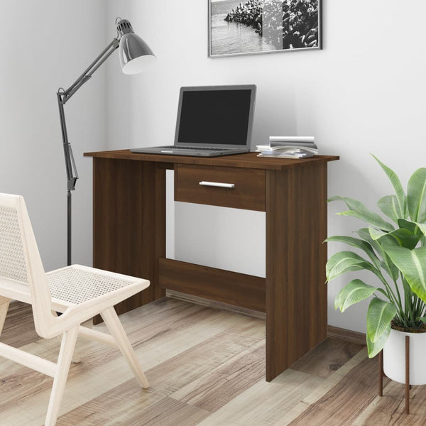 Skrivebord brun eik 100x50x76 cm konstruert tre