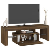 TV-benk med LED-lys brun eik 120x35x40 cm