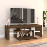 TV-benk med LED-lys brun eik 120x35x40 cm