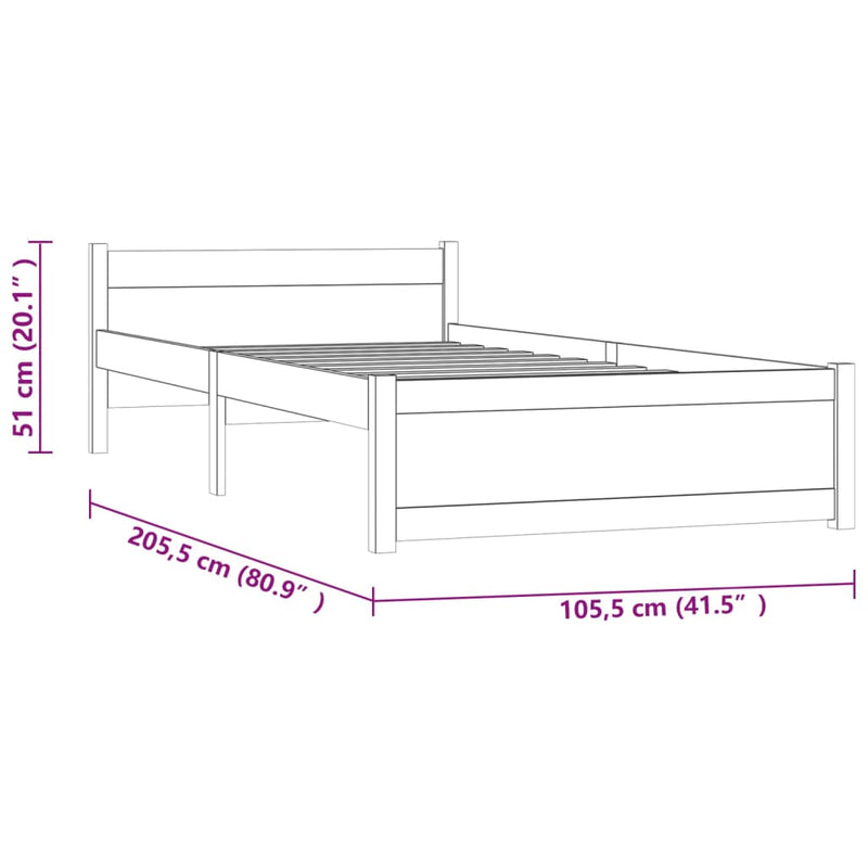 Sengeramme honningbrun heltre 100x200 cm