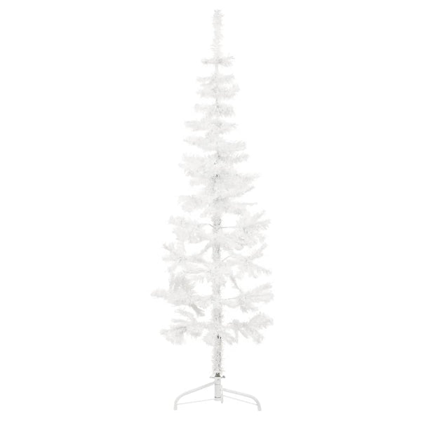 Kunstig halvt juletre med stativ slankt hvit 180 cm