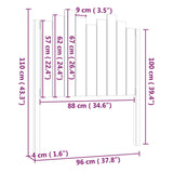 Sengegavl hvit 96x4x110 cm heltre furu