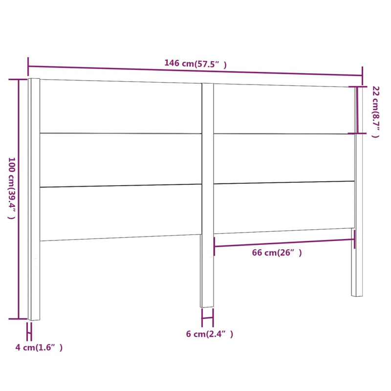 Sengegavl svart 146x4x100 cm heltre furu