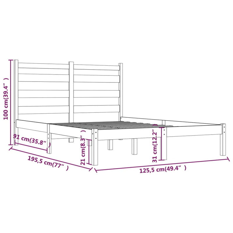 Sengeramme honningbrun heltre furu 120x190 cm 4FT Small Double