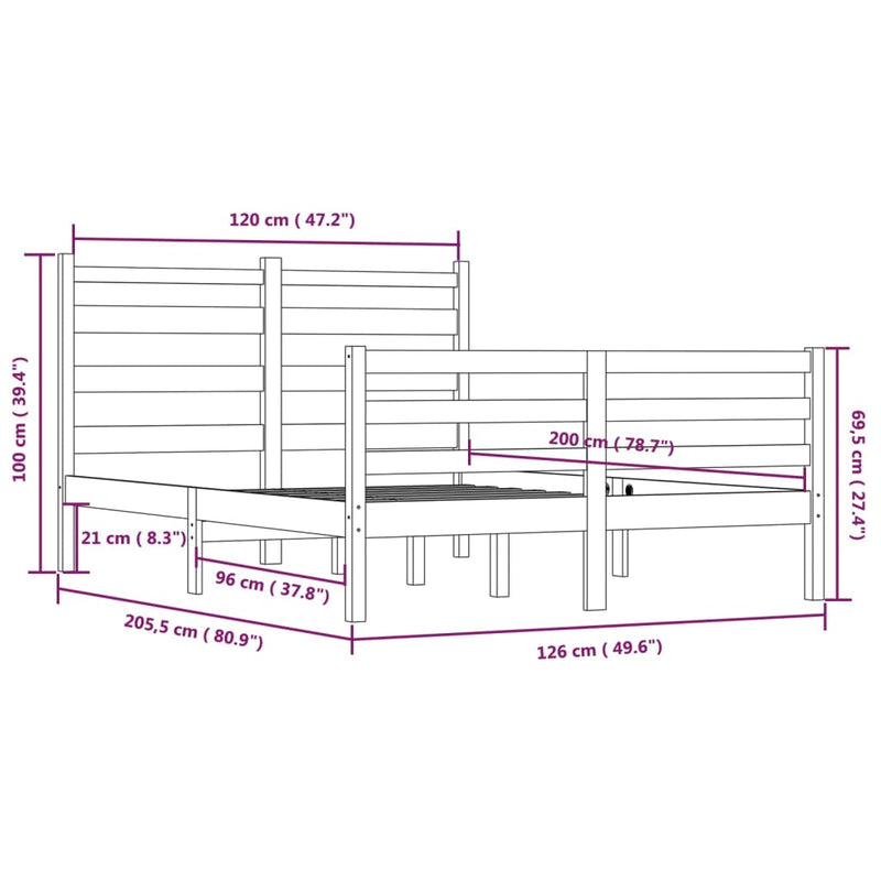 Sengeramme heltre furu 120x200 cm svart