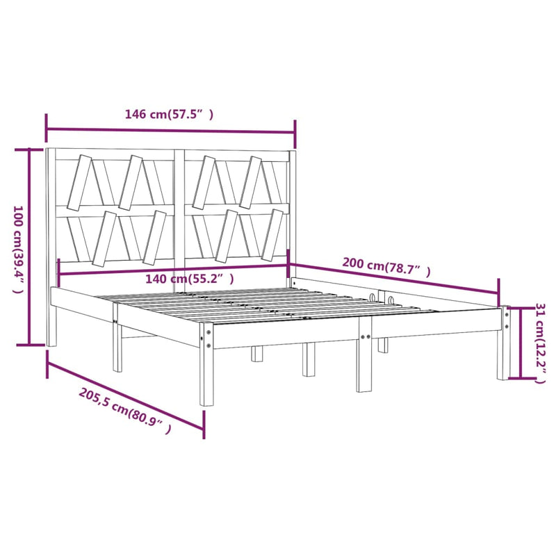 Sengeramme honningbrun heltre furu 140x200 cm