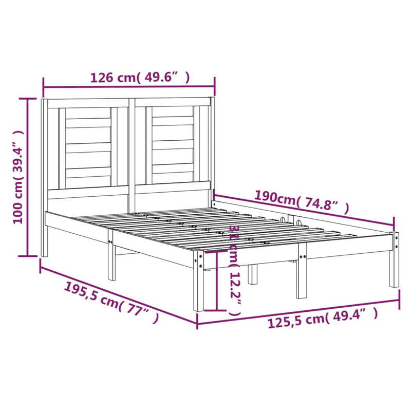 Sengeramme honningbrun heltre 120x190 cm 4FT Small Double