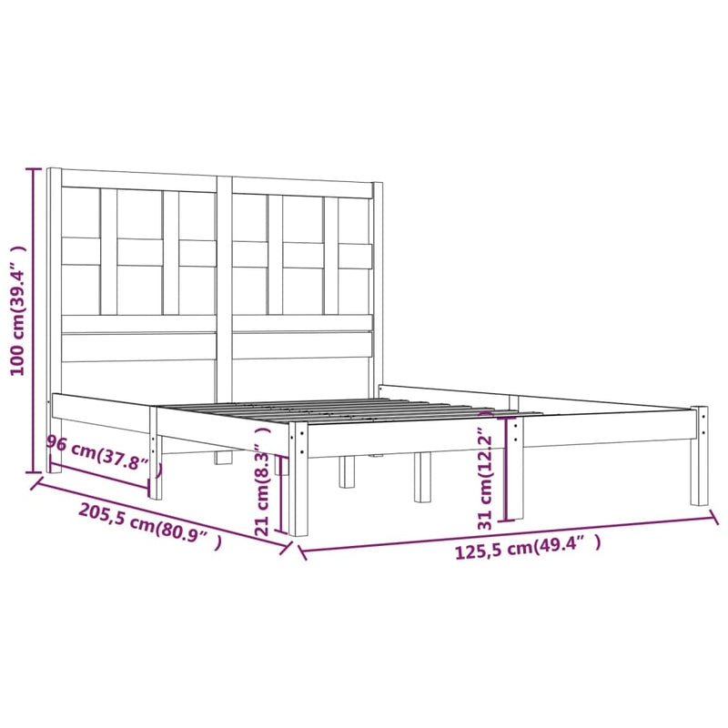 Sengeramme hvit heltre furu 120x200 cm