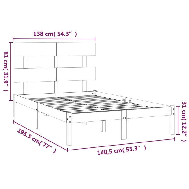 Sengeramme hvit heltre 135x190 cm 4FT6 Double