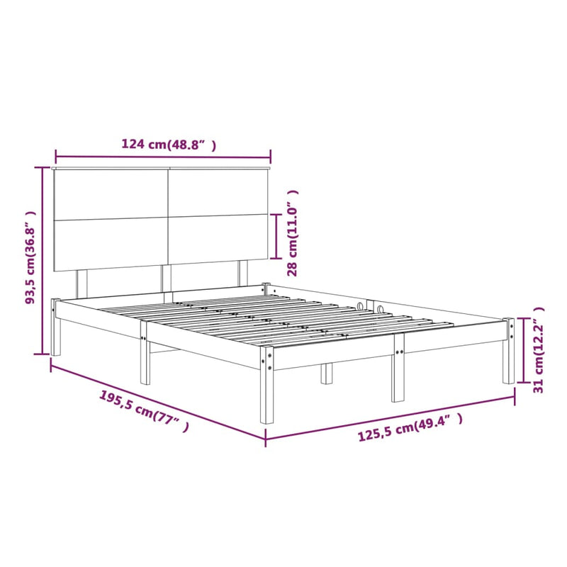 Sengeramme honningbrun heltre 120x190 cm 4FT Small Double