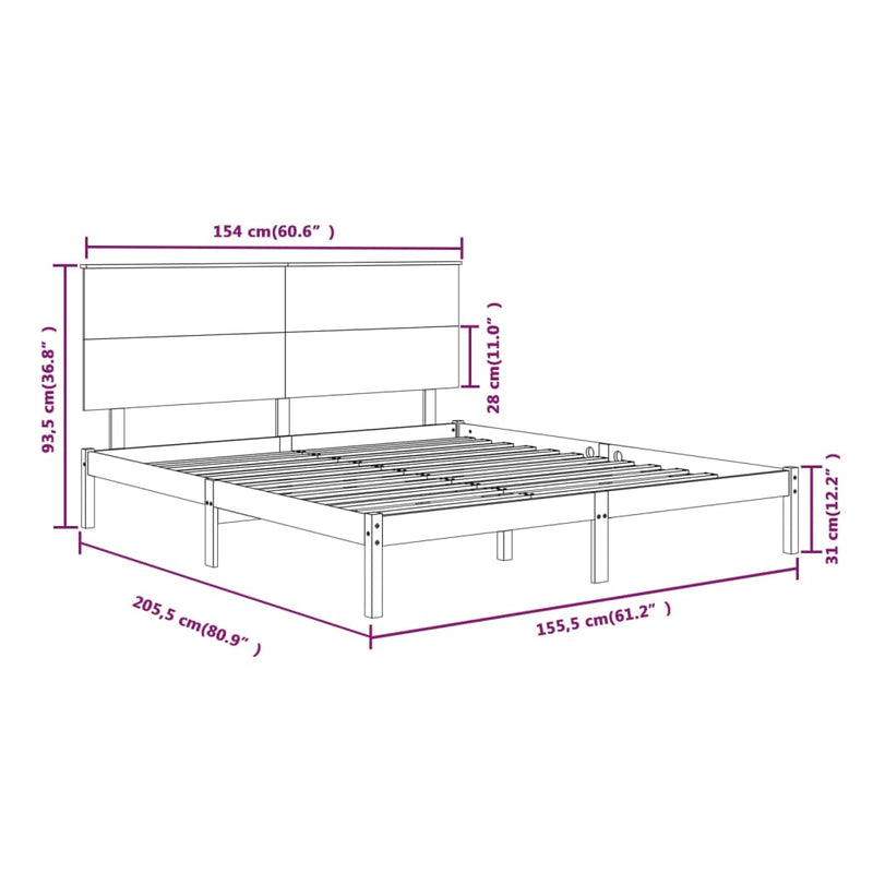 Sengeramme honningbrun heltre 150x200 cm 5FT King Size