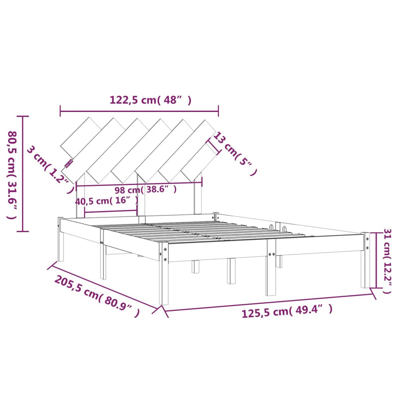 Sengeramme hvit 120x200 cm heltre