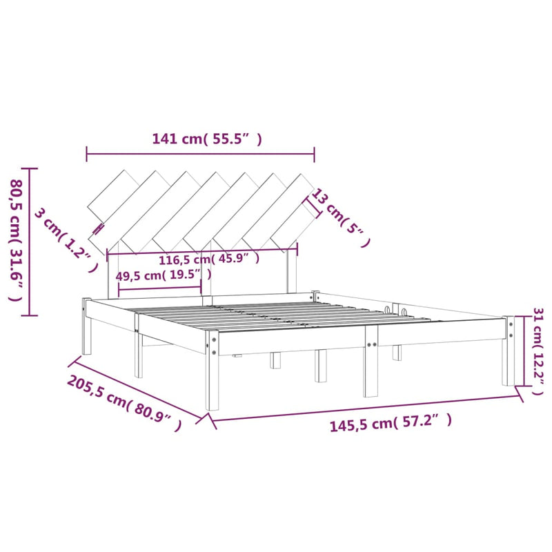 Sengeramme honningbrun 140x200 cm heltre