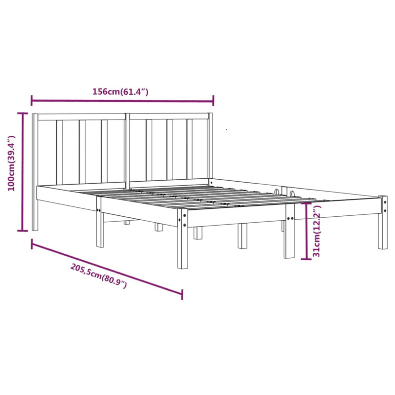 Sengeramme honningbrun heltre furu 150x200 cm 5FT King Size