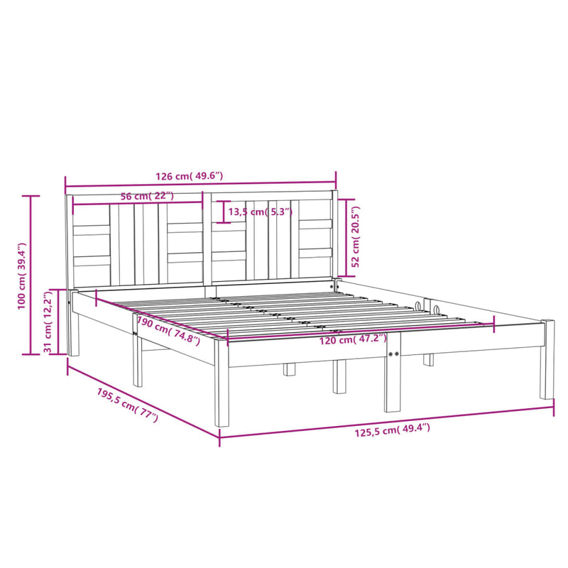 Sengeramme honningbrun heltre 120x190 cm 4FT Small Double