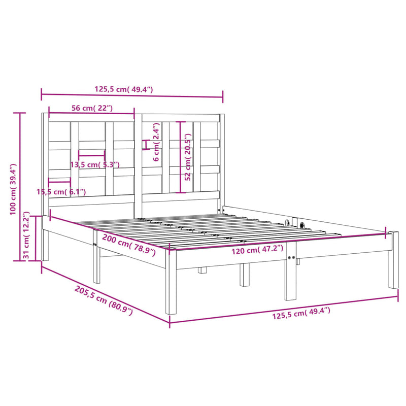 Sengeramme honningbrun heltre120x200 cm