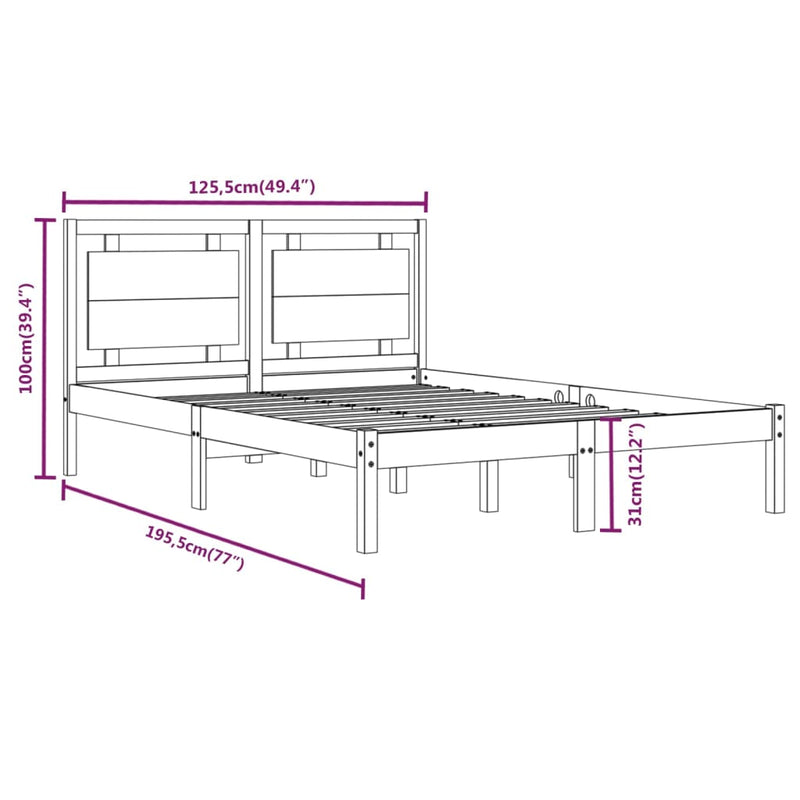 Sengeramme honningbrun heltre 120x190 cm 4FT Small Double