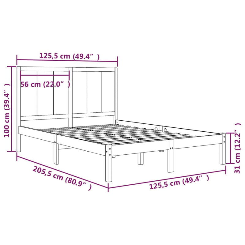 Sengeramme svart heltre furu 120x200 cm