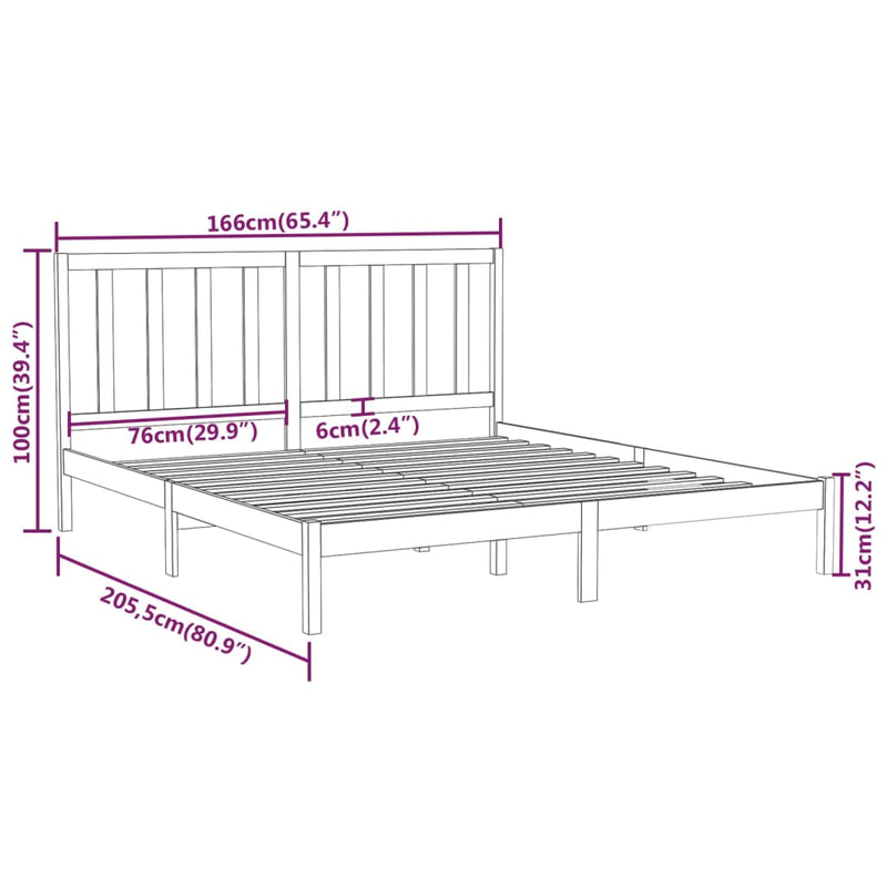 Sengeramme svart heltre160x200 cm