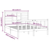 Sengeramme svart heltre furu 160x200 cm