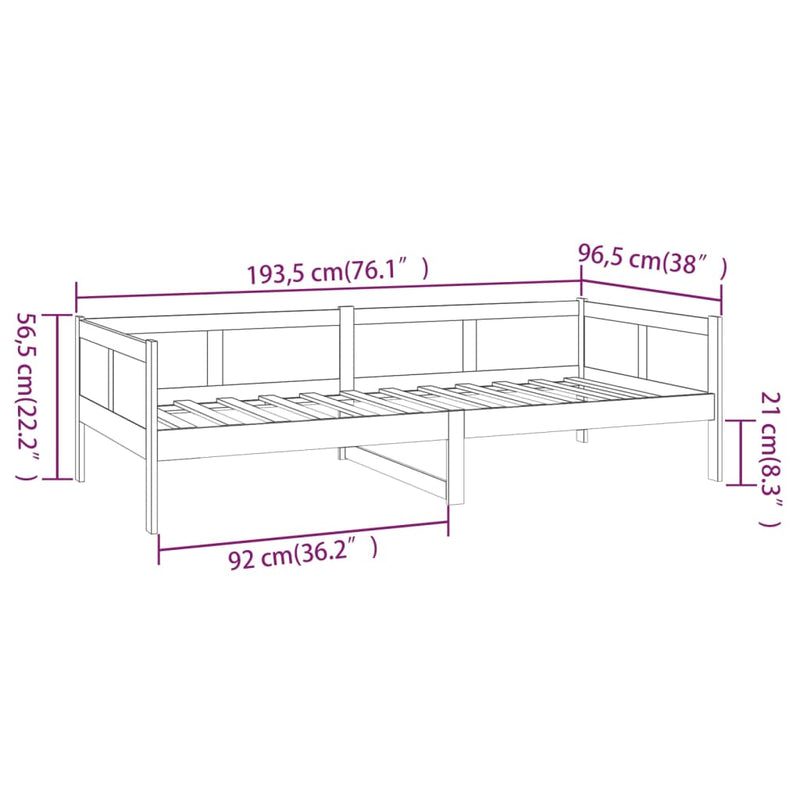 Dagseng svart heltre furu 90x190 cm