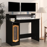 Skrivebord med LED-lys svart 97x45x90 cm konstruert tre