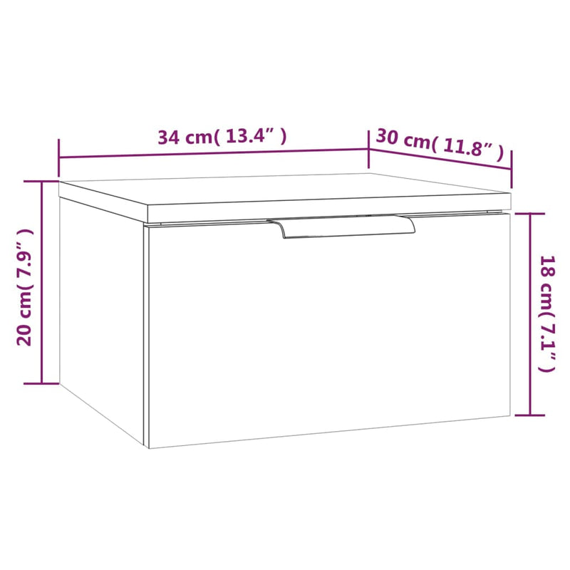 Veggmontert nattbord betonggrå 34x30x20 cm