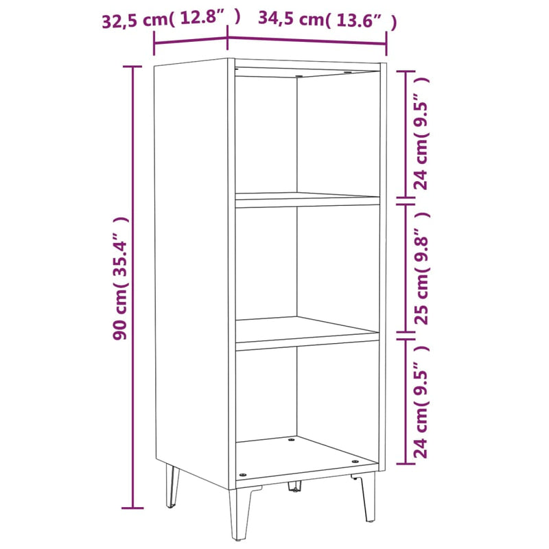 Skjenk svart 34,5x32,5x90 cm konstruert tre