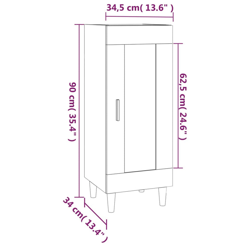 Skjenk sonoma eik 34,5x34x90 cm konstruert tre