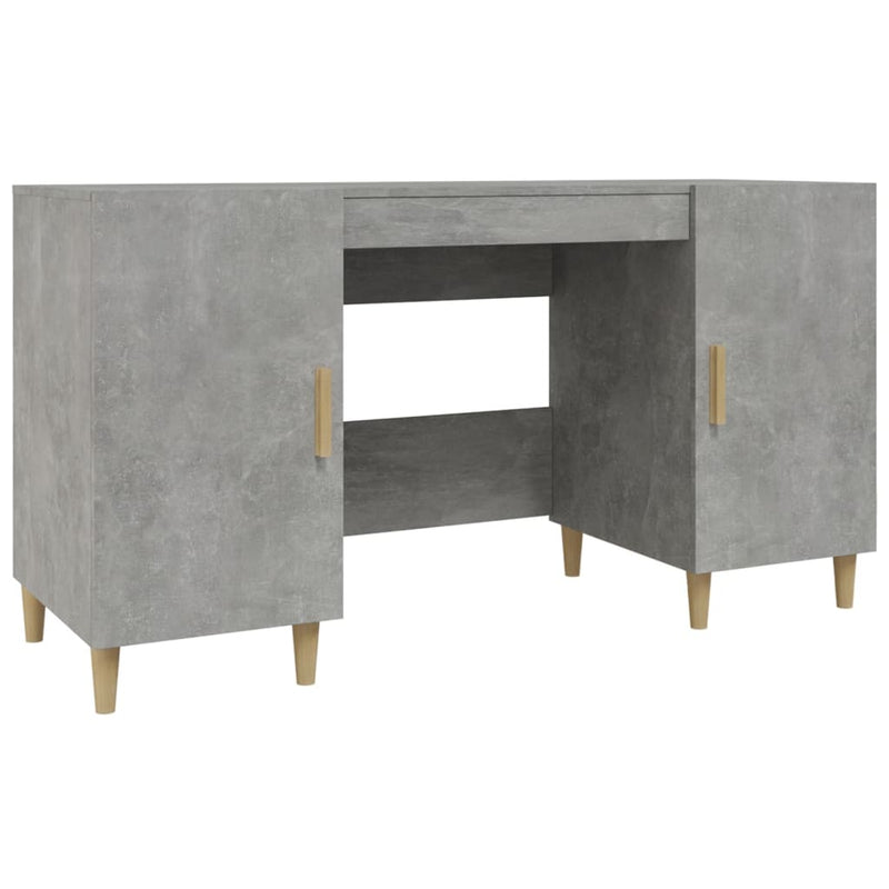 Skrivebordskap betonggrå 140x50x75 cm konstruert tre